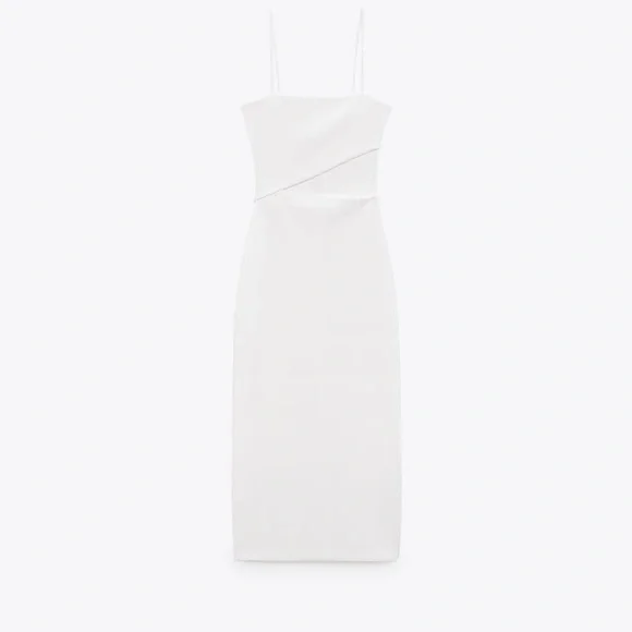 Zara Cut Out Midi Bodycon Shower Bridal Wedding Dress - Picture 12 of 12